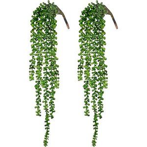 2pcs Artificial Succulents Hanging Plants Fake String of Pearls Wall Home Garden